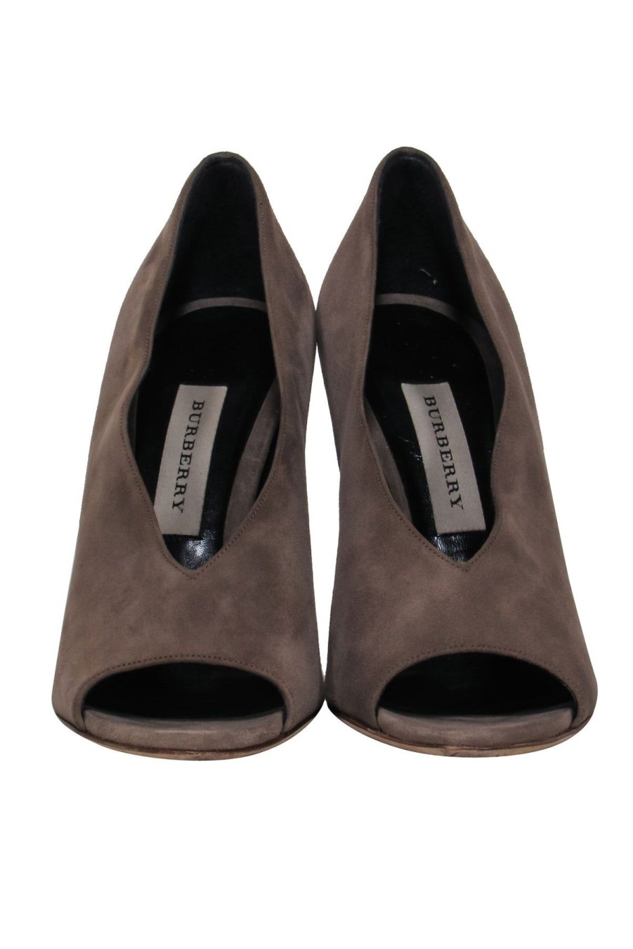 Shoes Burberry | Burberry - Taupe Suede Slip-On Wedges W/ Marbled Heel Sz 10