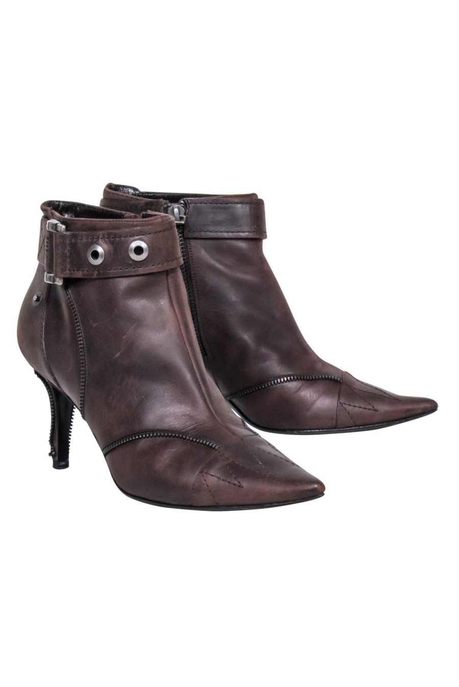 Shoes Christian Dior | Christian Dior - Brown Zipper Detail Shor Boots Sz 7