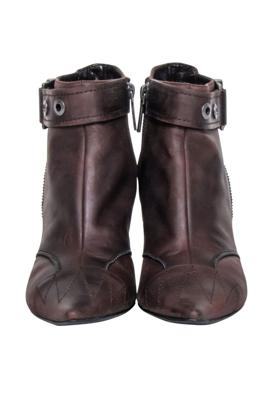 Shoes Christian Dior | Christian Dior - Brown Zipper Detail Shor Boots Sz 7