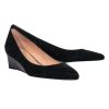 Shoes Stuart Weitzman | Stuart Weitzman - Black Textured Pointed Toe Wedges W/ Tortoise Shell Sz 7.5