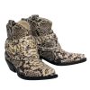 Shoes Zimmermann | Zimmermann - Beige Snakeskin Embossed Studded Western-Style Booties Sz 6.5