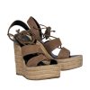 Shoes Yves Saint Laurent | Saint Laurent - Beige Suede Platform Woven Wedges Sz 9.5