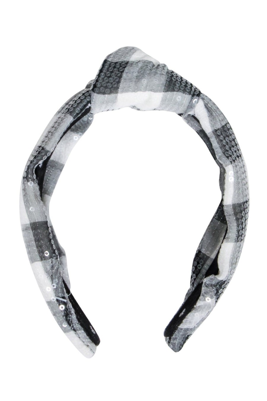 Accessories Lele Sadoughi | Lele Sadoughi - Grey & White Plaid Knot Front Headband